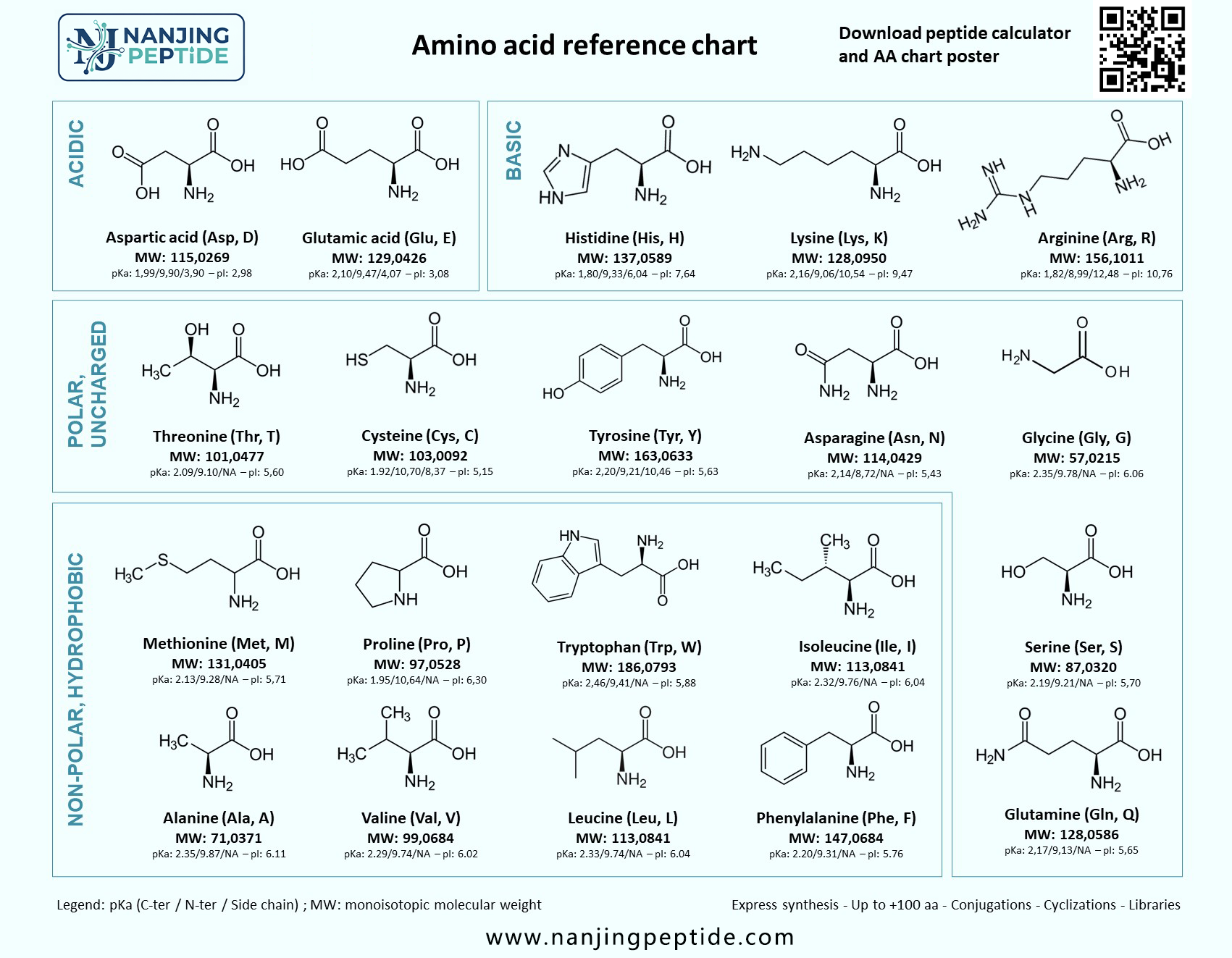 Amino acid periodic chart